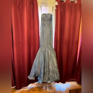 Stunning Star-Studded Silver Mermaid Sparkle Gown